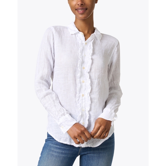CP Shades Linen Ruffle Shirt Long Sleeve Size Medium - Picture 2 of 15